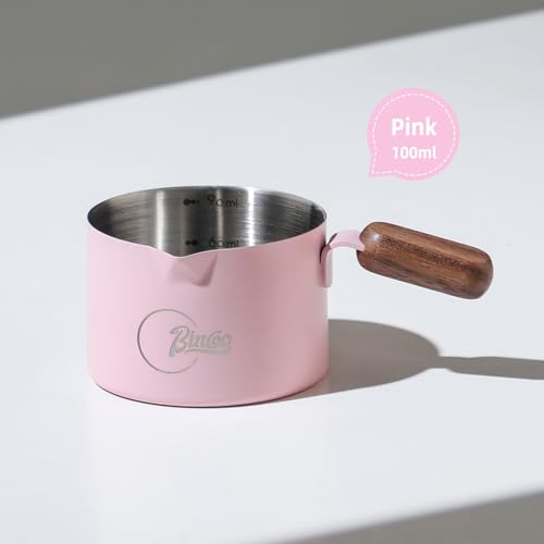 Vaso Medidor Espresso 100ml Acero Inoxidable Madera Rosa miniatura 4