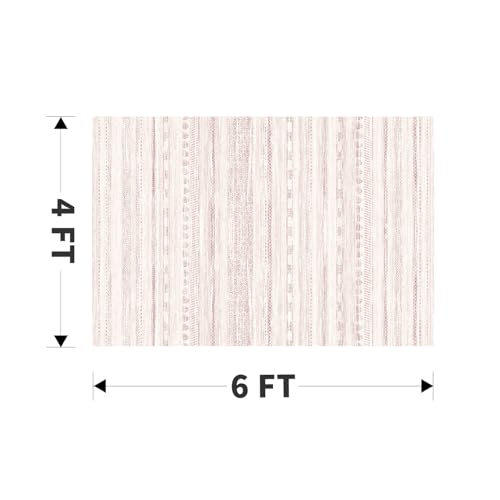 4x6 Pink Area Rugs for Living Room Machine Washable Rug Distressed Girls Nursery Rug Indoor Carpet Neutral Moroccan Boho Rug Ultra Soft Area Rug for Bedroom Dining Room Playroom Office
