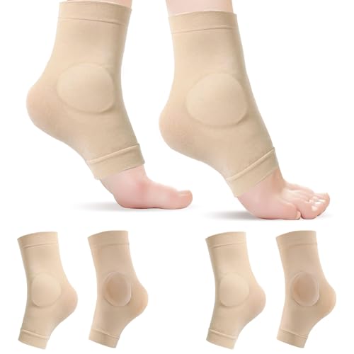 Sekonow 2 Pairs Ankle Protector Gel Sleeve, Malleolar Padded Skate Socks with Silicone Pads for Figure Skating, Roller, Hockey, Boots, Brace, Splints, Shoes, Ankle Support Cushion, Ankle