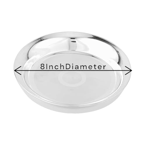 Image of Pure Silver Plate,Chaandi ki Dish Puja Plate, Silver Thali for Dining, Home, Puja (8 inch)