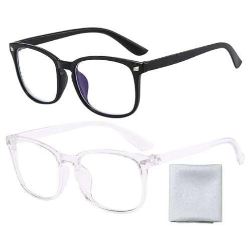 2 Gafas Antiluz Azul Y 1 Paño Para Gafas, Gafas De Lectura, Gafas Antifatiga, Gafas Para Ordenador, Gafas De Protección Contra La Luz Azul, Gafas Antideslumbrantes, Gafas De Moda