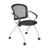 Nesting Chair with Wheels - Mesh Back Office Chair - Movable Flip Up Seat - Home...