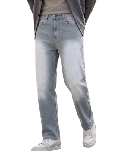 Image of Urbano Fashion Men's Loose Baggy Fit Washed Jeans Non-Stretchable