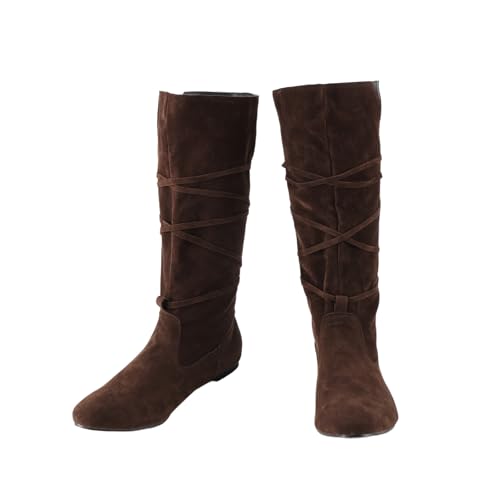 Medieval Cosplay Retro Low-Heeled Round-Toe Lace-Up High-Top Men's And Women's Long Boots2