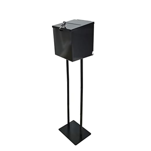 FixtureDisplays Metal Ballot Box Donation Box Suggestion Box with Stand 11064+10918-BLACK-NEW