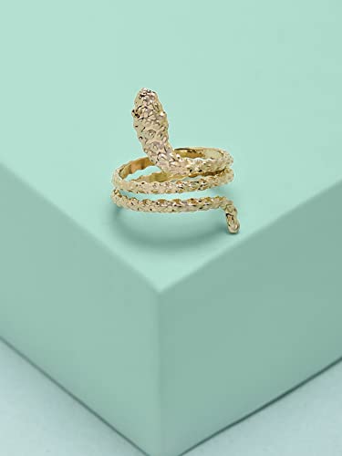 Image of ZAVERI PEARLS Antique Gold Tone Contemporary Adjustable Snake Finger Ring For Women-ZPFK9892