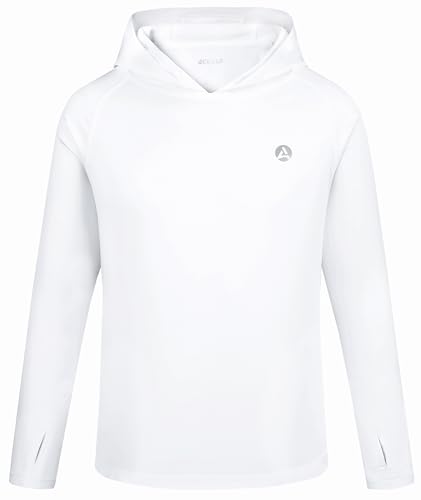 Image of Boys Grils Long Sleeve Sun Shirts UPF50+ Hoodie Thumbhole Rash Guard Quick Dry Atheltic Hiking Workout Water Playing