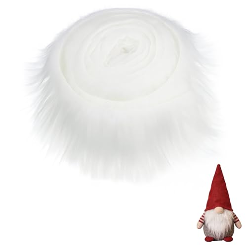 1 Pcs White Fur Fabric 9x150cm Shaggy Faux Fur Fabric Plush White Fluff Craft Fur for Sewing DIY Costume Beard Making Santa Claus Hair Dwarf Cosplay Costume DIY Craft