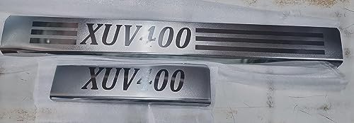 Image of AC Door Sill /Foot Step Stainless Steel Scuff Plate Plates Compatible with Mahindra XUV-400 (Set of 4 Pcs)