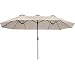 Produktbild TecTake 800936 Doppelsonnenschirm mit Handkurbel, 460 x 270 cm, oval, Aluminium Sonnenschirm mit Sonnenschutz UV50+, für Garten Terrasse Markt Café (Beige)