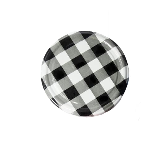 Metal Lug Cap 82 mm Lid for Glass Storage Jars and bottles (brand peerul) (Pack of 6, Black Checkered)