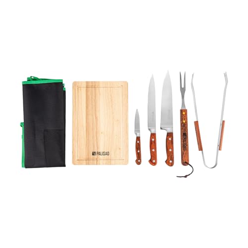 Kit de Churrasco Inox Palisad 8 Peças com Case – Facas, Talheres e Acessórios em Inox e Madeira