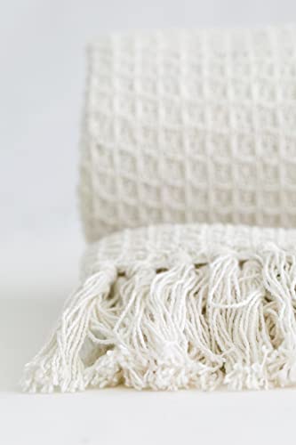 Emma Barclay Honeycomb Throw 50 x 60 Ivory, 100% Cotton, 50x60 (127x152cm), 50x60" (127x152cm) - Image 2