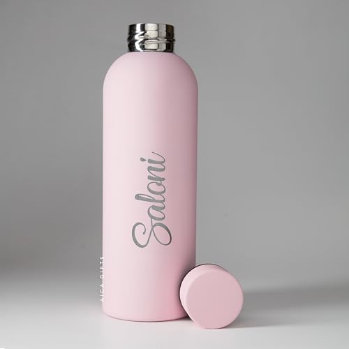 Image of AICA Personalized Name Stainless Steel Water Bottle -500ml -12Hrs Hot & 18Hrs Cold (Babypink) |Customised Gift For Man Woman Girl Boy