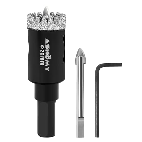 ASNOMY 20mm Broca de Diamante con Broca Piloto Central,Dentada Brocas Coronas de Diamante para porcelanico,Cristal Broca corona Sierra Perforadora para Taladrar Porcelana,Azulejos,Cerámica,Vidrio