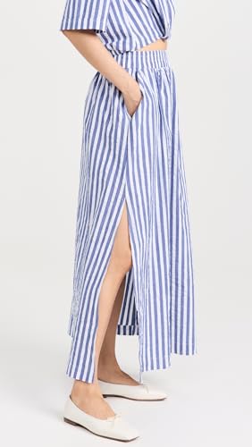 Image of Stateside Women's Puckered Stripe Double Slit Maxi Skirt