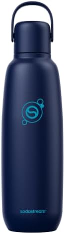 SodaStream fizz & go Edelstahlflasche 0,9L, Thermosflasche, Blueberry Blau | Doppelwandig isoliert, hält warm & kalt, Trinkflasche für kohlensäurehaltige Getränke, für mit DUO, TER