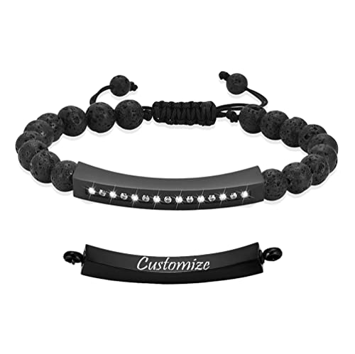 Image of memorial jewelry Classic Crystal Urn Bracelet Lava Stone 316L Stainless Steel Cremation Bangle Keepsake Urn Bracelet for Ashes