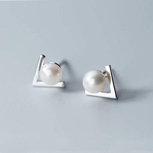 SJZQYTN �u�[�N�� �h�[�� �_���AS925 Ongles Champignon Blanc Femelle Han Doux en Forme de v Perles de Coquille Boucles D'Oreilles en Perles 