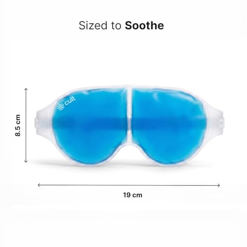 Image of Cult Cooling Eye Gel Mask for Dark Circles, Puffiness & Dry Eyes | Reusable Hot & Cold Compression Pad for Migraine Relief, Strain & Swelling | Skin-Safe Face Pack (Blue, Pack of 1)