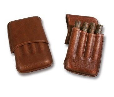 Portasigari in Pelle Marrone Per 4 Sigari Ammezzati