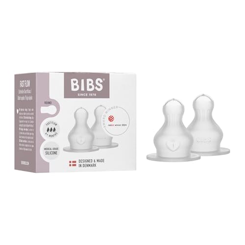 BIBS Baby Bottle Nipple, Silicone, 4+ Months, Fast Flow, 2-Pack