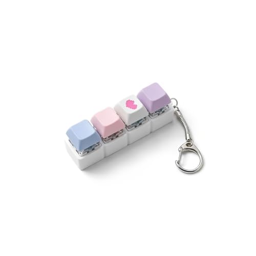 Image of Fidget Keyboard Keychain, Cute Stress Relief Toy for Adults, Portable Focus Toy with Four Colorful Keys, Ideal for Office and Study, Plastic