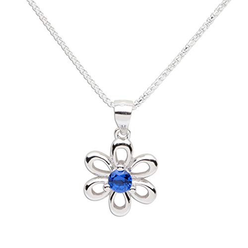 Cherished Moments Sterling Silver Daisy Simulated Birthstone Necklace