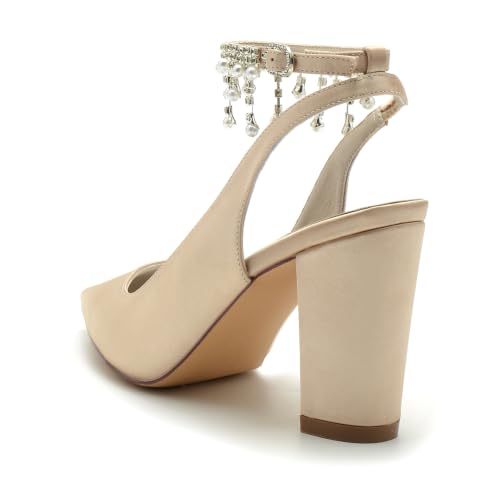 Slingback en satin de mariage d'un raffinement extrême avec bijoux de perles - 5