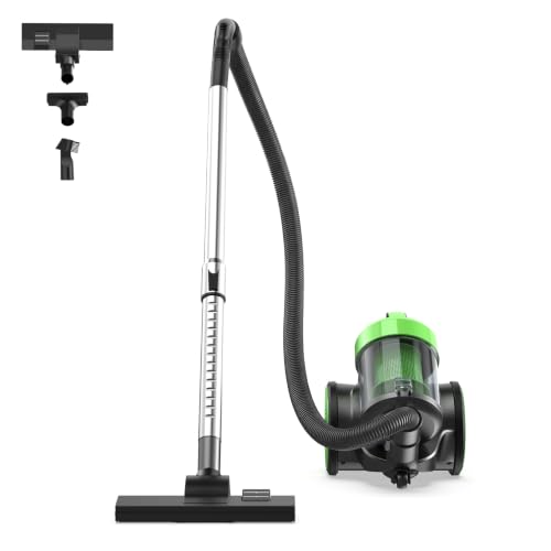 Image of NEWBULIG Canister Vacuum Cleaners for Home, Bagless Vacuum Cleaner, Green | 850W 16Kpa Suction, 12.14 ft Retractable Cord, Washable HEPA, 1.8L Large Dust Cup for Hard Floor & Carpet
