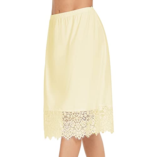 Image of MANCYFIT Half Slips for Women Underskirt Dress Extender Lace Trim Knee Length Midi Skirt