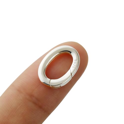 PUTNPC 925 Sterling Silver Oval Pearl Necklace Enhancer Shortener Lobster Spring Ring Connector Clasp Clip Lock (L)