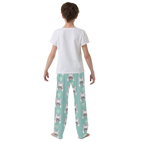 Boys' Pants Head Bulldog Green Blue Long Bottoms Jogger Pants Elastic Waist Trousers with Pockets S-XL3
