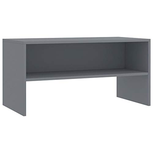 vidaXL Mueble TV Estante Mesa Baja Televisión Aparador Televisor Módulo Diseño Simple Compartimento Salón Habitación Comedor Sala Aglomerado Gris