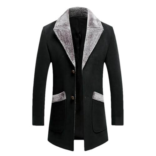Manteau laine mélangée avec revers fausse fourrure veste d'hiver chic