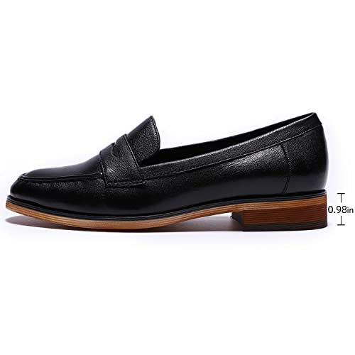 Image of Mona flying Women's Classy Leather Penny Loafer Dress Casual Slip on Flat Office Work Shoes for Ladies