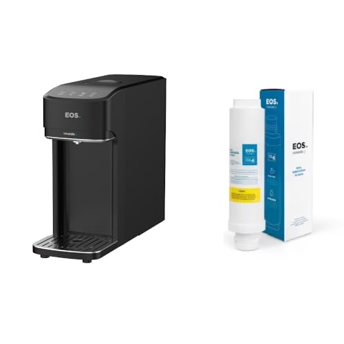 Purificador de Água Eos Mineralle Slim Touch Eletrônico Preto Epe08p Bivolt + Filtro Refil Efp01