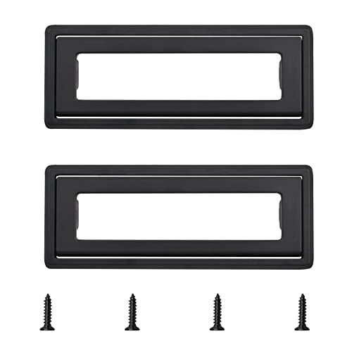 Morobor Square Invisible Handle,2Pcs Pocket Doors Drawer Handle Flush Ring Pull Hidden Furniture Handle With Screws, Concealed Zinc Alloy Knobs For Cabinets, Closets(Black，94Mm Hole Pitch) #TOP27