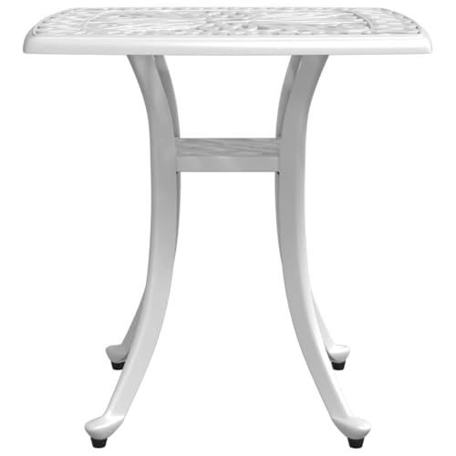 Mesa de jardín de aluminio fundido resistente con diseño elegante blanco 7