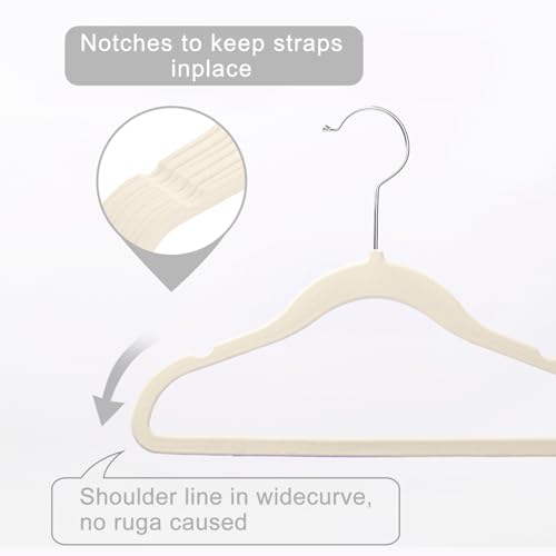 MIZGI Baby Velvet Hangers,Non-Slip Kids & Toddler Hangers,11.8 Inch Hangers for Baby Clothes,Pack of 50（Ivory/Silver） by MIZGI - Image 6