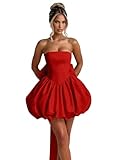SoDigne Corset Backless Puffy Homecoming Dresses for Teens Short Strapless Red Prom Gown with Bow A Line Satin Bud Mini Cocktail Party Dress 2025 US8