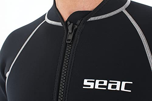 SEAC Carezza Man, Muta Lunga Monopezzo in Neoprene bifoderato da 2 mm, con Cerniera Anteriore e Protezioni in PU sulle Ginocchia Uomo, Nero, XXL