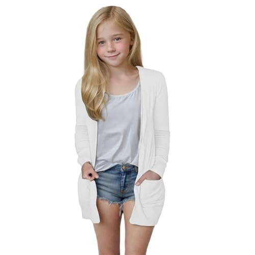 Girls Solid V Neck Sun 𝐏rotection Cardigan Open Front Long Sleeve Clothes UP𝐅 50+ Coats Tops Toddler Girl Dress Coat