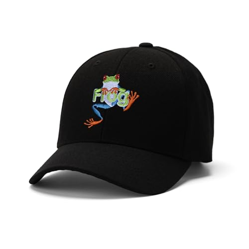 famliihw Frog Embroidered Baseball Cap for Men Women Sports Black Baseball Caps Adjustable Baseball Hat Trucker Hat