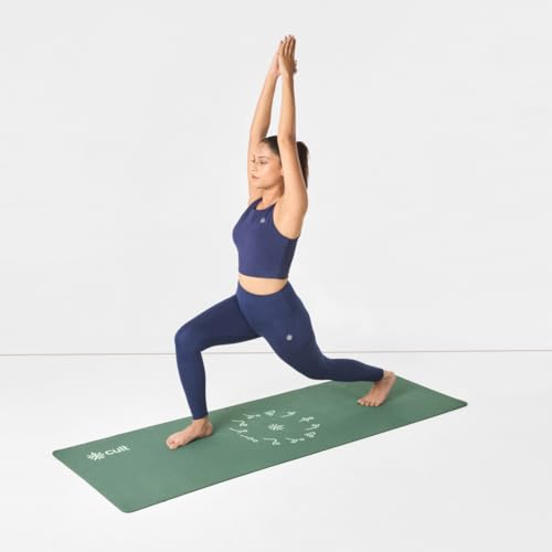 Image of Cult Aroma Infused TPE Yoga Mat 6 mm Anti Skid Non Slip Exercise Mat with Carry Bag for Yoga Workout Gym Green