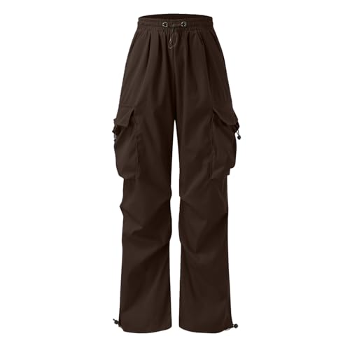 Pantalon cargo marron homme décontracté multi poches avec cordon serrage