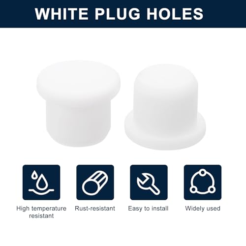 Image of uxcell 16 Pieces White Rubber Stopper, 11.5mm Plug Holes for 11-11.3mm /0.43-0.44 inch Hole