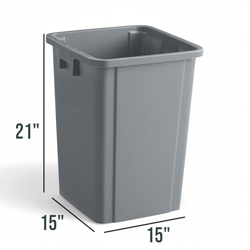 Image of 19 Gallon Gray Square Trash Can, Plastic, Commercial Use