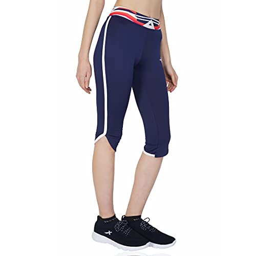 Image of Vector X Polyester Relaxed Regular Fit Capri Activewear for Women (Black)