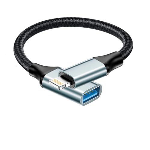 Adaptador Lightning a USB 0,16m, Adaptateur USB OTG pour Appareil Photo para iPhone 14 13 12 11 Pro/iPad, [Certificado MFi] iOS OTG Adaptador Compatible con Cámara,Unidad Flash u s b,Teclado,Ratón,Hub